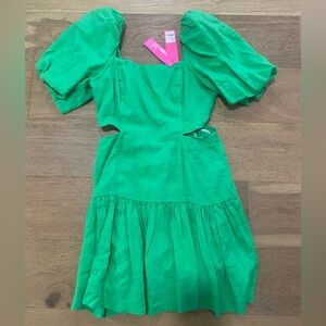 Lilly Pulitzer women’s Kylanne elbow sleeve linen dress green NWT size 6